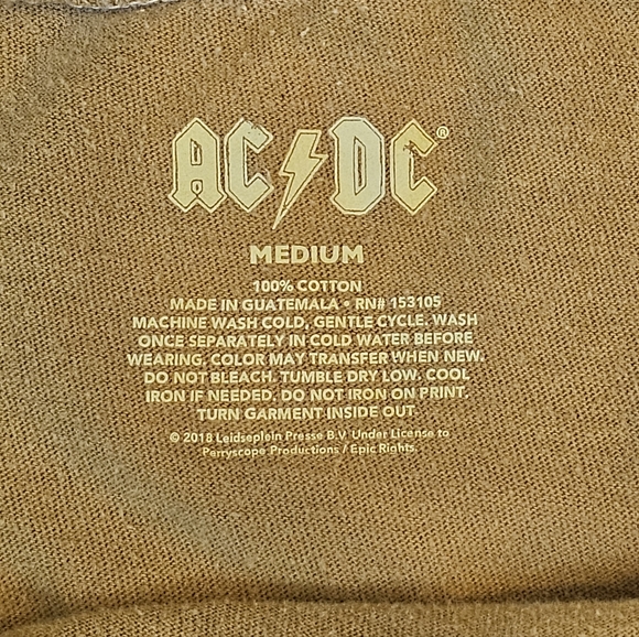 AC DC High Voltage Glitter in the LetteringVintage Look Yellow Men's Size M - Picture 6 of 6